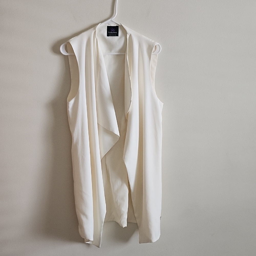 Plains & Prints White Waterfall Lapel Vest Womens 6 Or Medium